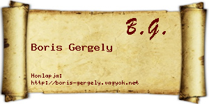 Boris Gergely névjegykártya